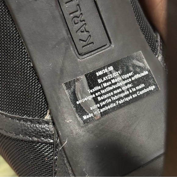 KARL LAGERFELD PARIS Blayze Black Mesh Beaded Heel Peep Toe Lug Sole Booties - Picture 10 of 10